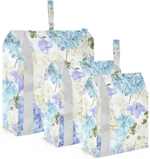 Watercolor Flowers Packing Cubes Set of 3, Lightweight Travel Luggage Organizers Foldable Bags for Easy Packing and Organization