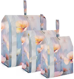 Watercolor Wildflowers Packing Cubes Set of 3, Lightweight Travel Luggage Organizers Foldable Bags for Easy Packing and Organization
