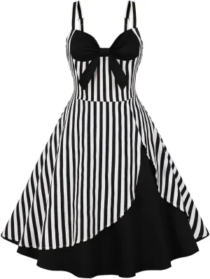 Women 50s Vintage Polka Dot Halter Cocktail Swing Dress Buttons Floral 1950s Rockabilly Audrey Hepburn Prom Tea Party Dress