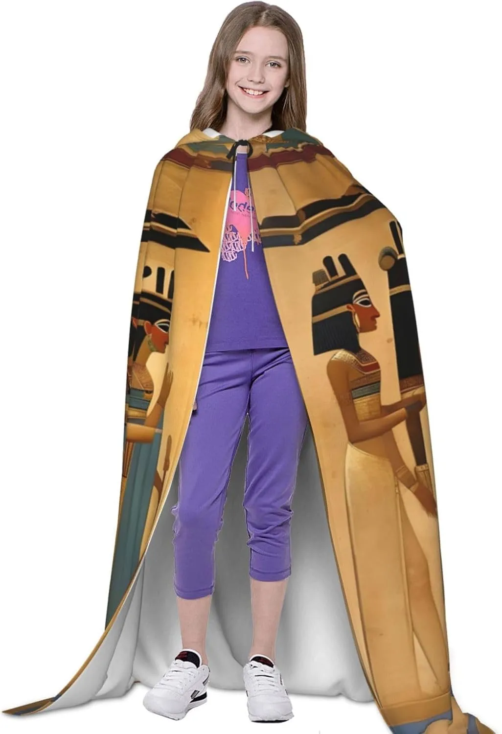 women in ancient egypt print Hooded Cloak Long Hooded Cloak Halloween Cloak Costumes Hooded Cape Masquerade Dress Up