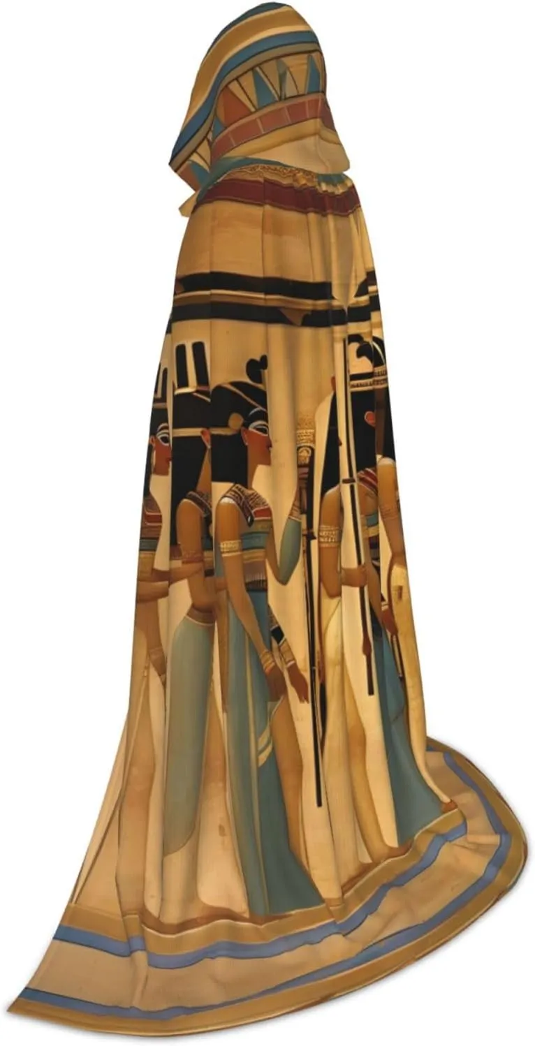 women in ancient egypt print Hooded Cloak Long Hooded Cloak Halloween Cloak Costumes Hooded Cape Masquerade Dress Up