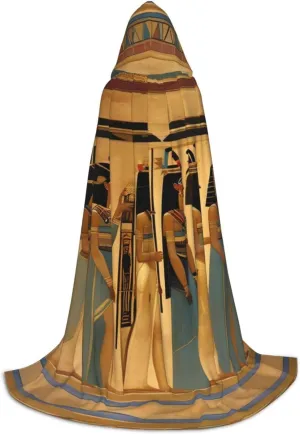 women in ancient egypt print Hooded Cloak Long Hooded Cloak Halloween Cloak Costumes Hooded Cape Masquerade Dress Up