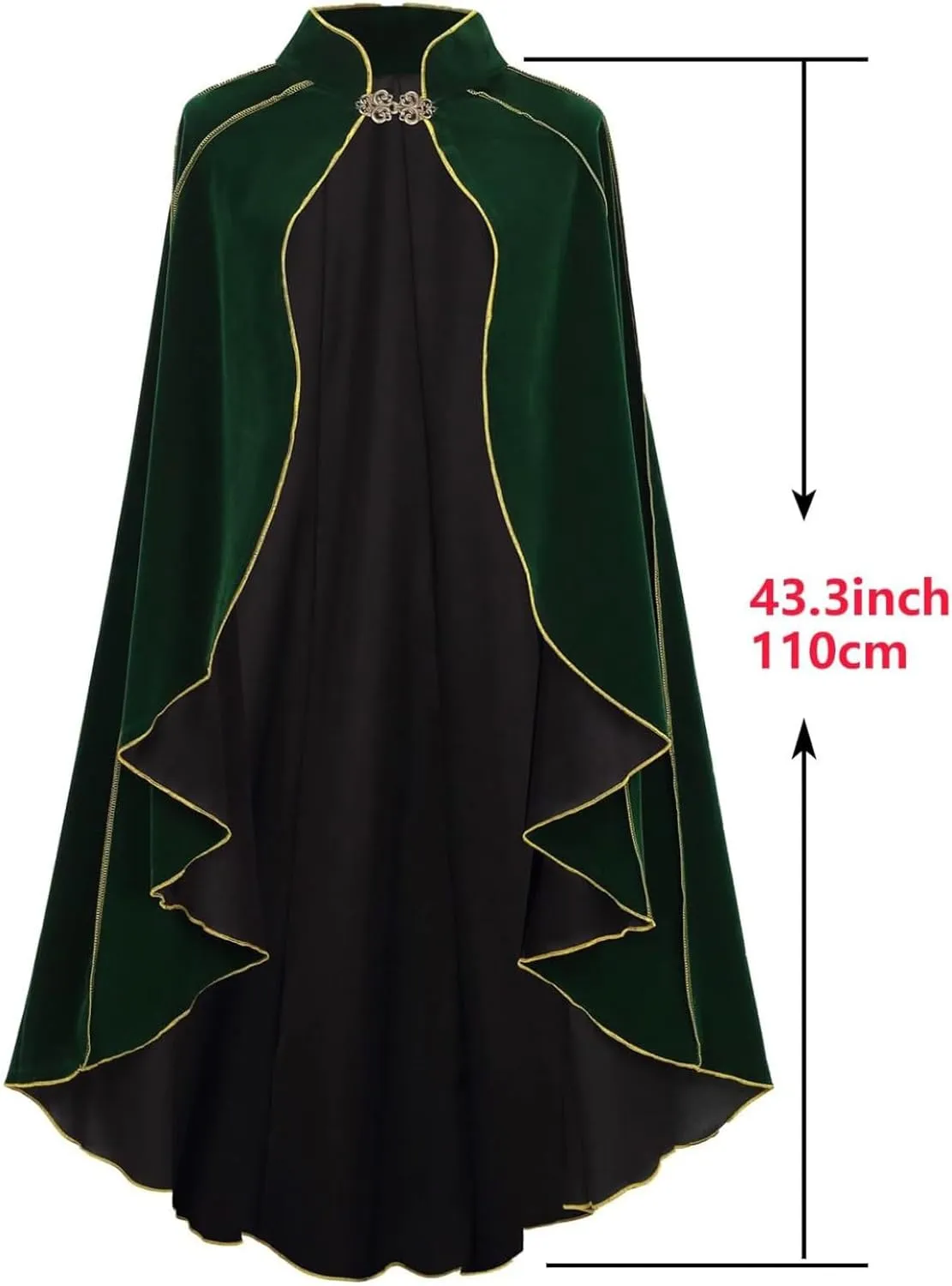 Women Medieval Cloak Gold Velvet Phnom Penh Shawl Elegant Suede-Lined Cape
