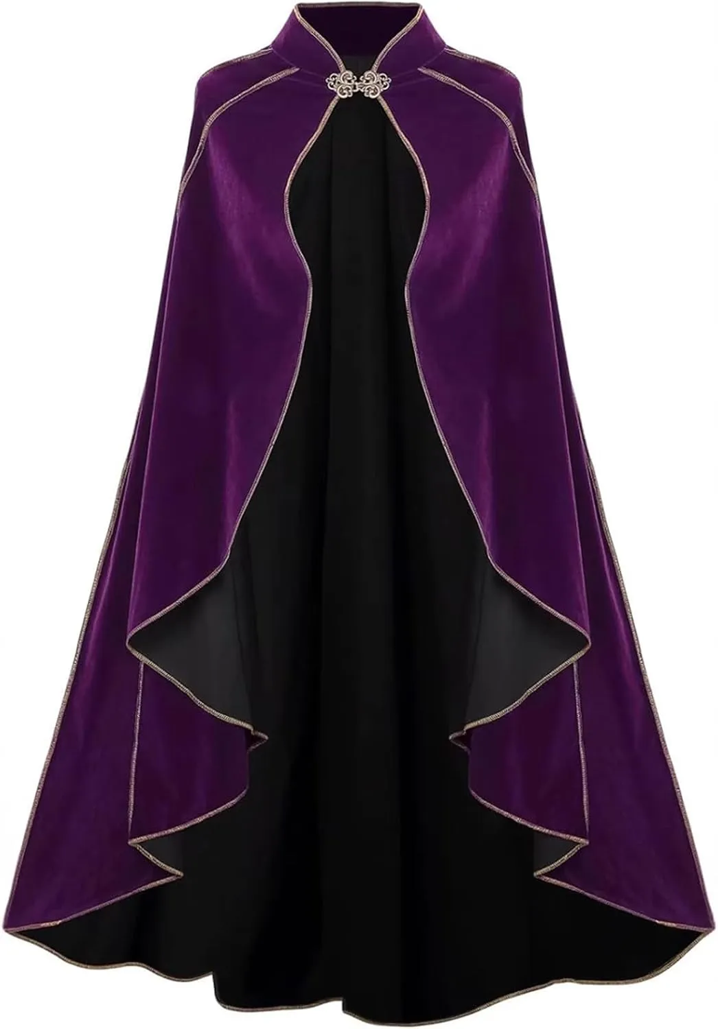 Women Medieval Cloak Gold Velvet Phnom Penh Shawl Elegant Suede-Lined Cape