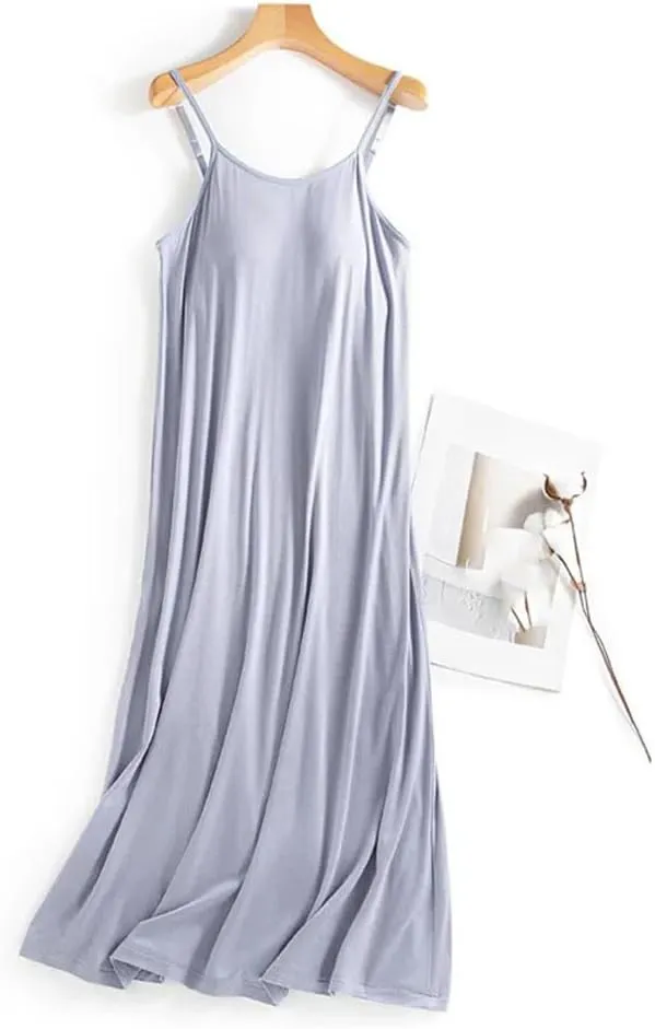 Women Nightgown Bra Padded Camisole Home Wear Nightdress Nightshirt Summer Sleepwear House Dresses