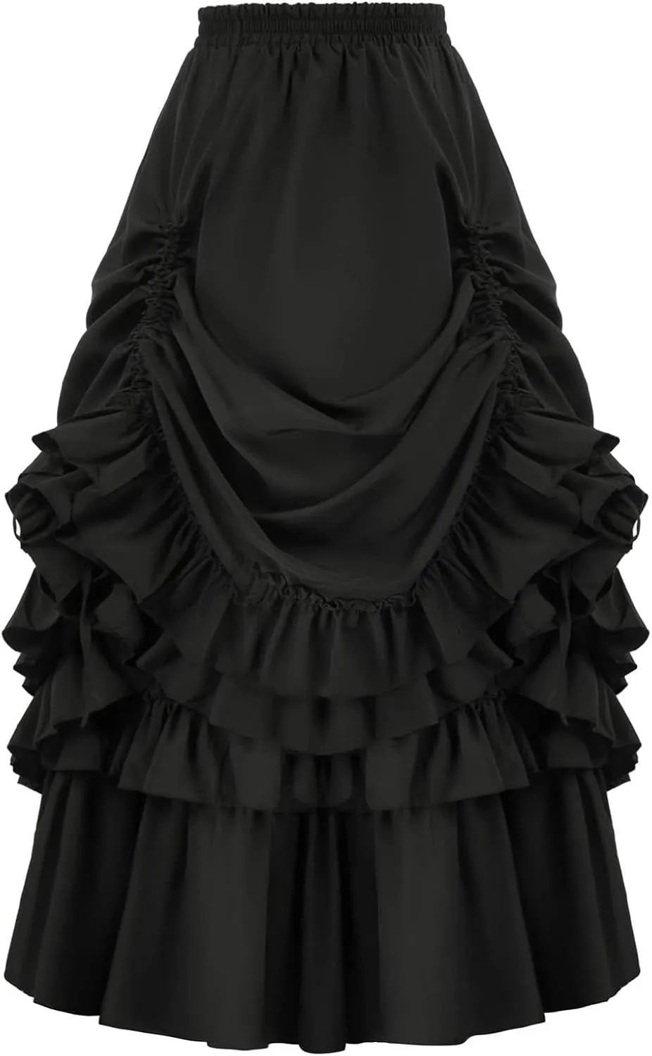 Women Victorian Skirt High Waist Medieval Maxi Skirt Ladies Multi Layered Skirt Midi Fancy Dress Gothic Steampunk Skirt