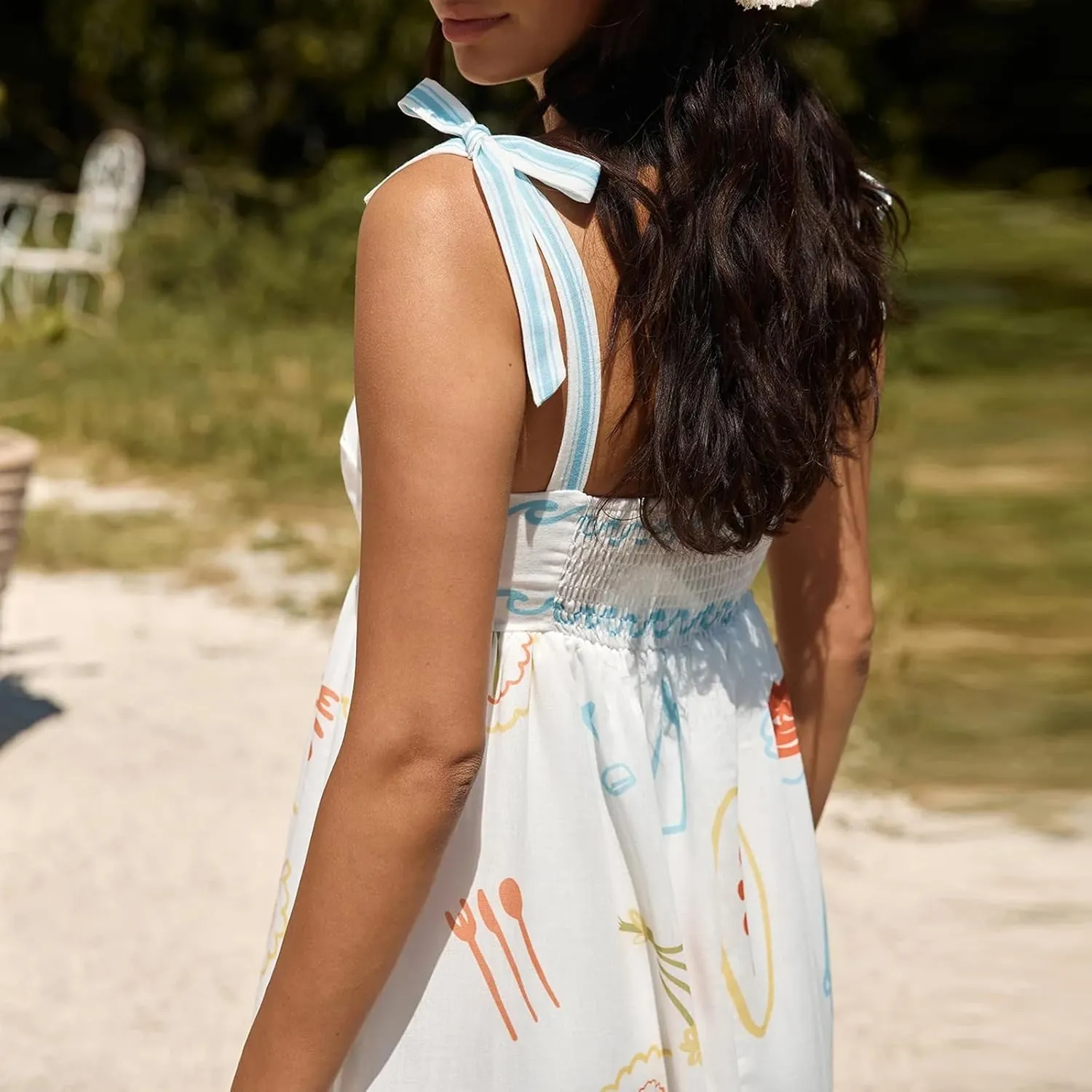 Women Y2k Boho Maxi Dress Sleeveless Tie Shoulder Long Dress 2024 Summer Beach Flowy Sundress