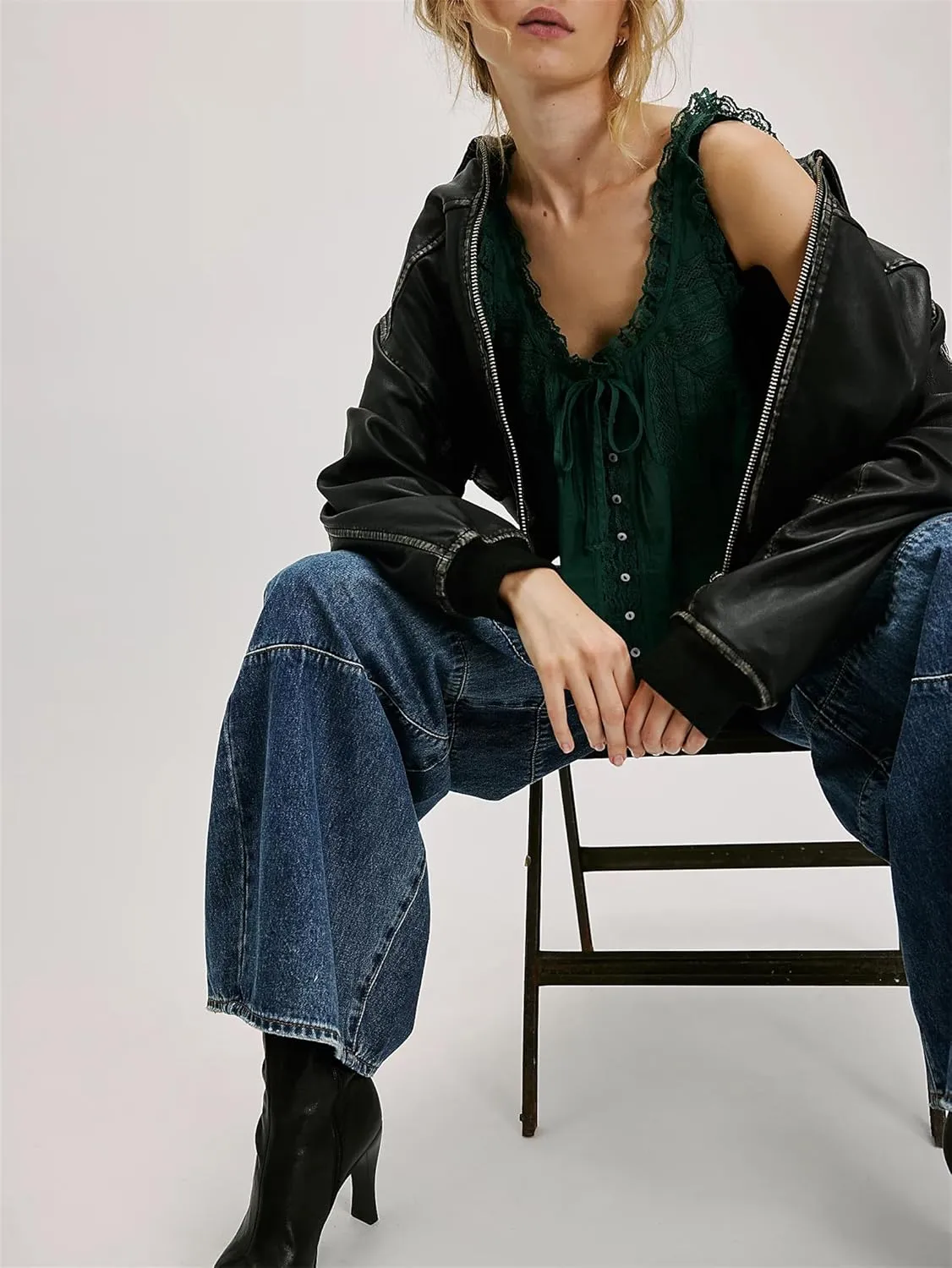 Women Y2k Lace Ruffle Trim Tank Top Fairycore Sexy Sheer Tie Button Front Scoop Neck Crop Camisole Cute Going Out Tops