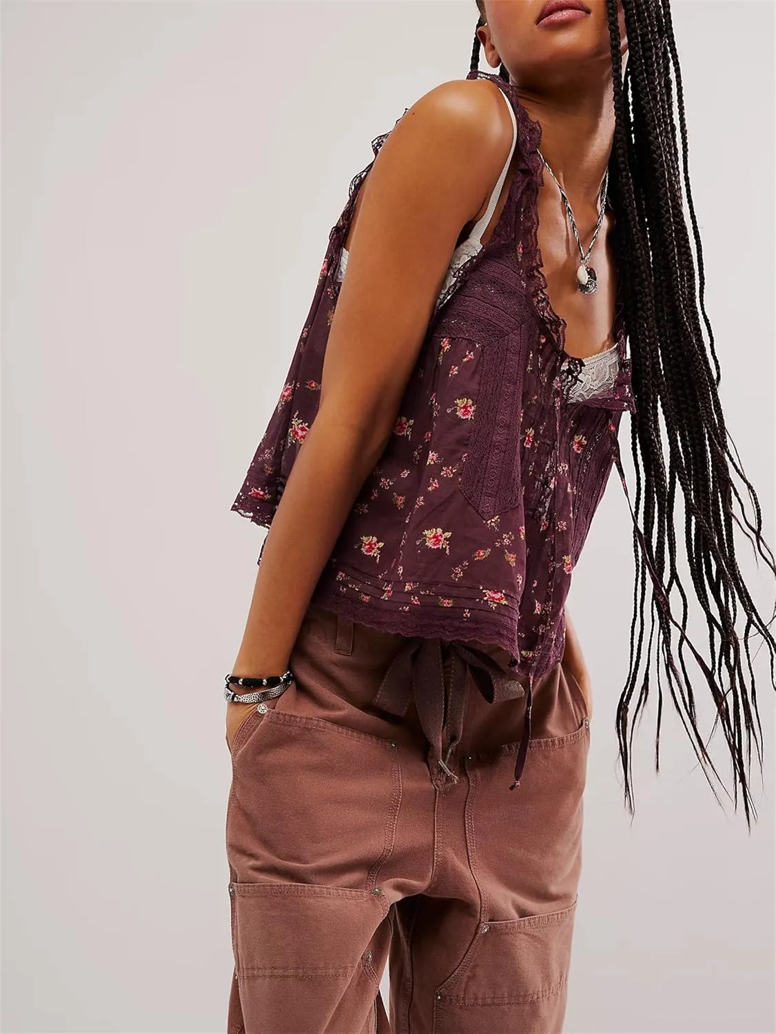Women Y2k Lace Ruffle Trim Tank Top Fairycore Sexy Sheer Tie Button Front Scoop Neck Crop Camisole Cute Going Out Tops