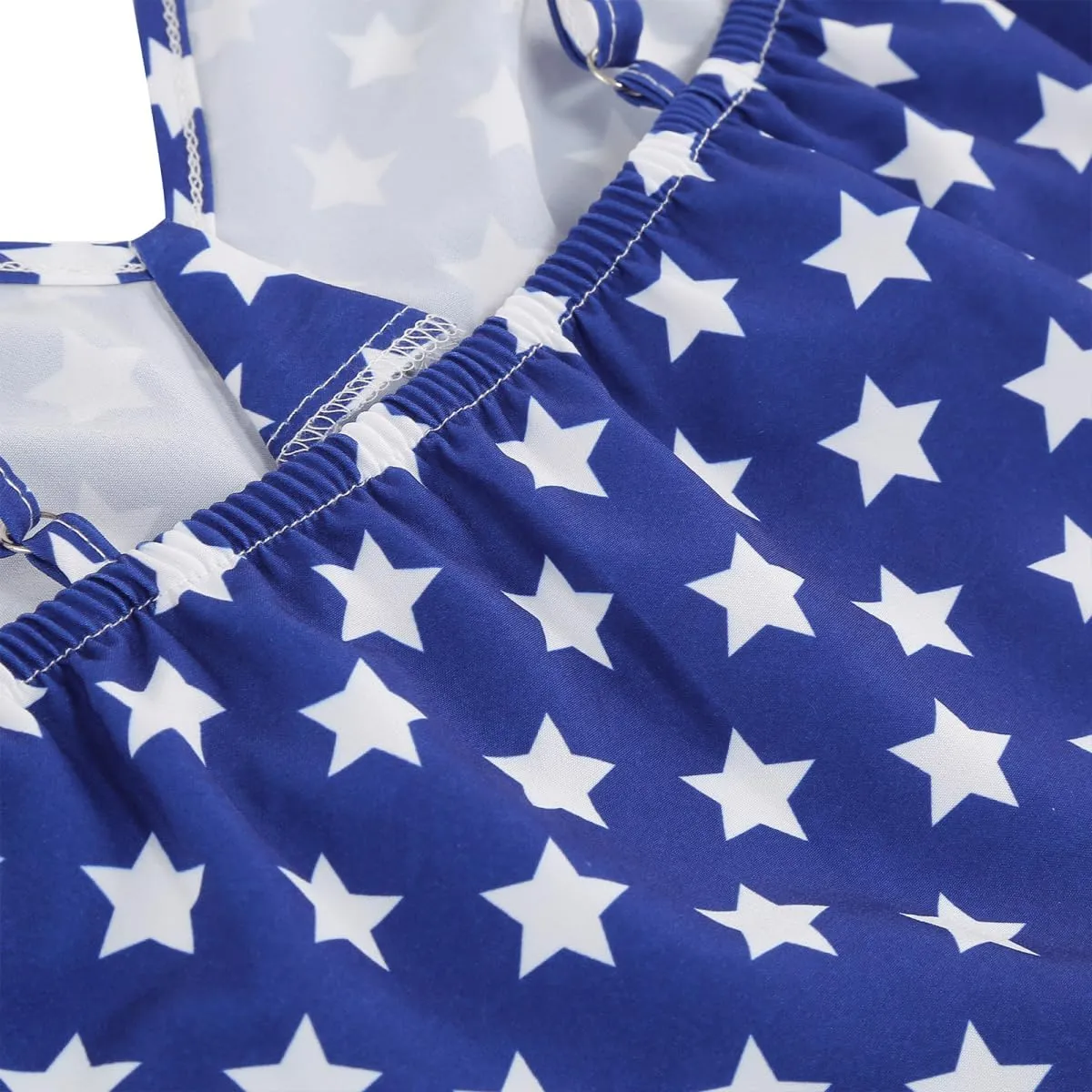 Women's 4th of July American Flag Dresses Retro 50s 60s Vintage Sleeveless Cocktail Swing Dress Patchwork Midi Dress