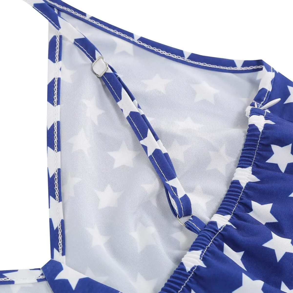 Women's 4th of July American Flag Dresses Retro 50s 60s Vintage Sleeveless Cocktail Swing Dress Patchwork Midi Dress