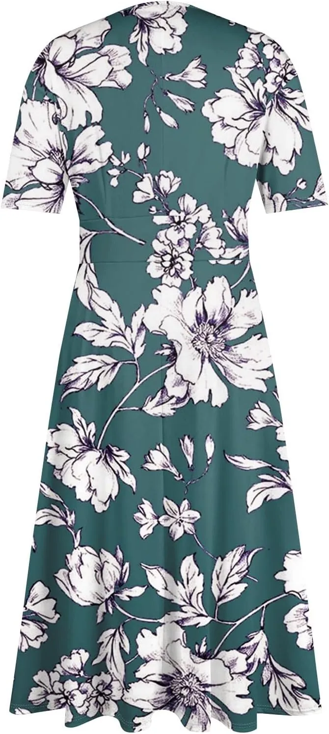 Womens Dresses Cotton Flowy Dresses for Women 2025 Casual Plus Size Floral Print Maxi Dresses