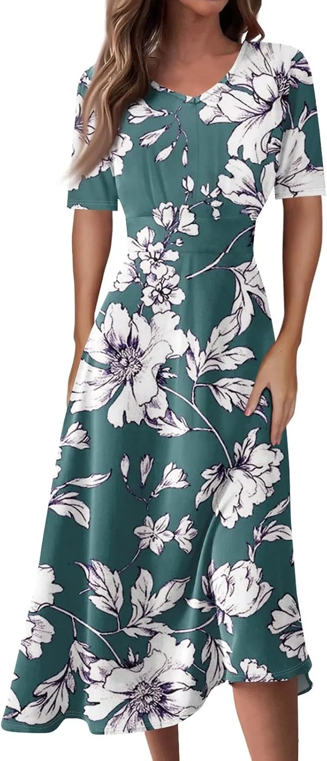 Womens Dresses Cotton Flowy Dresses for Women 2025 Casual Plus Size Floral Print Maxi Dresses