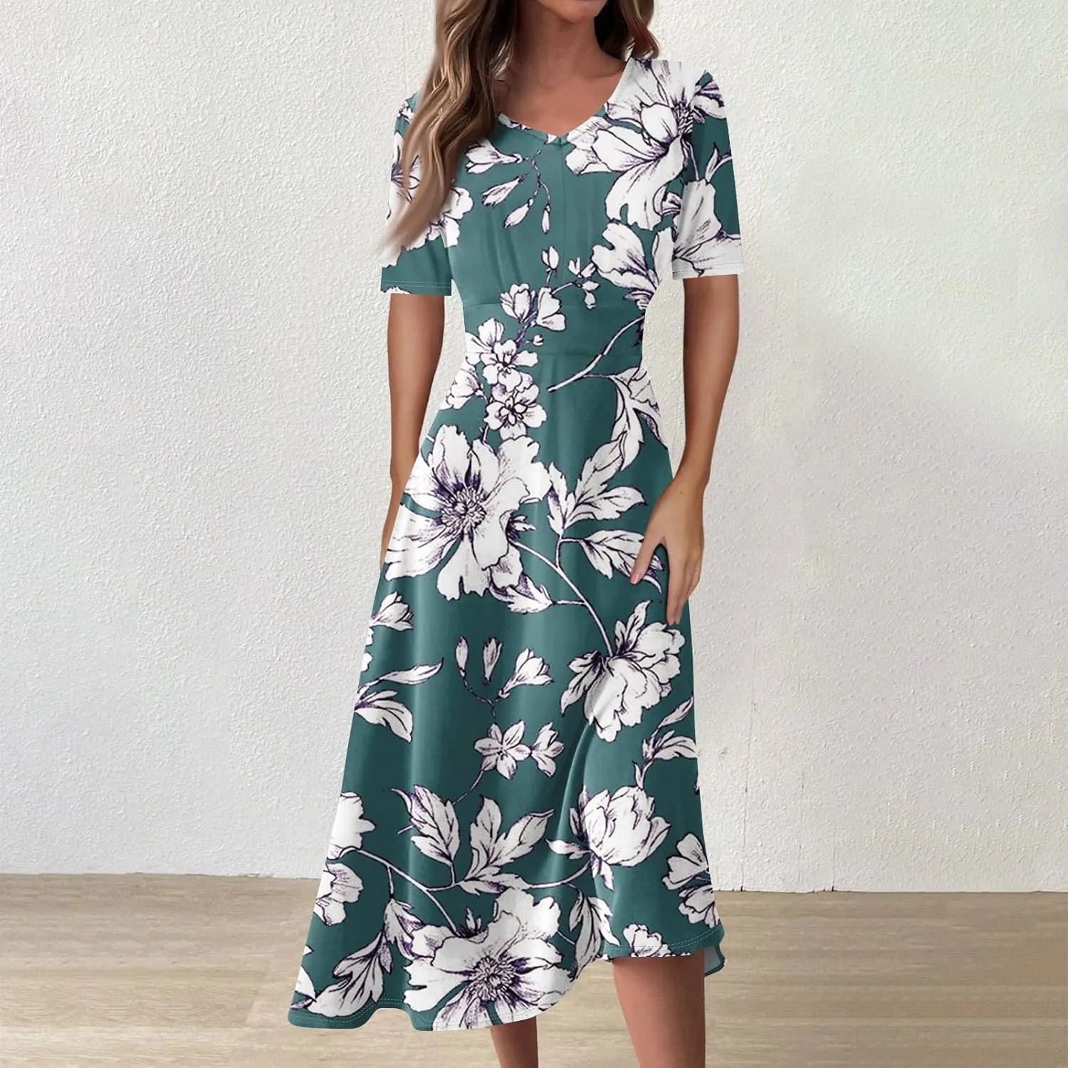 Womens Dresses Cotton Flowy Dresses for Women 2025 Casual Plus Size Floral Print Maxi Dresses