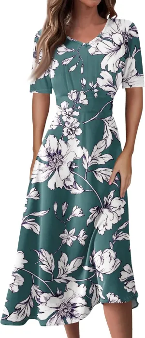 Womens Dresses Cotton Flowy Dresses for Women 2025 Casual Plus Size Floral Print Maxi Dresses