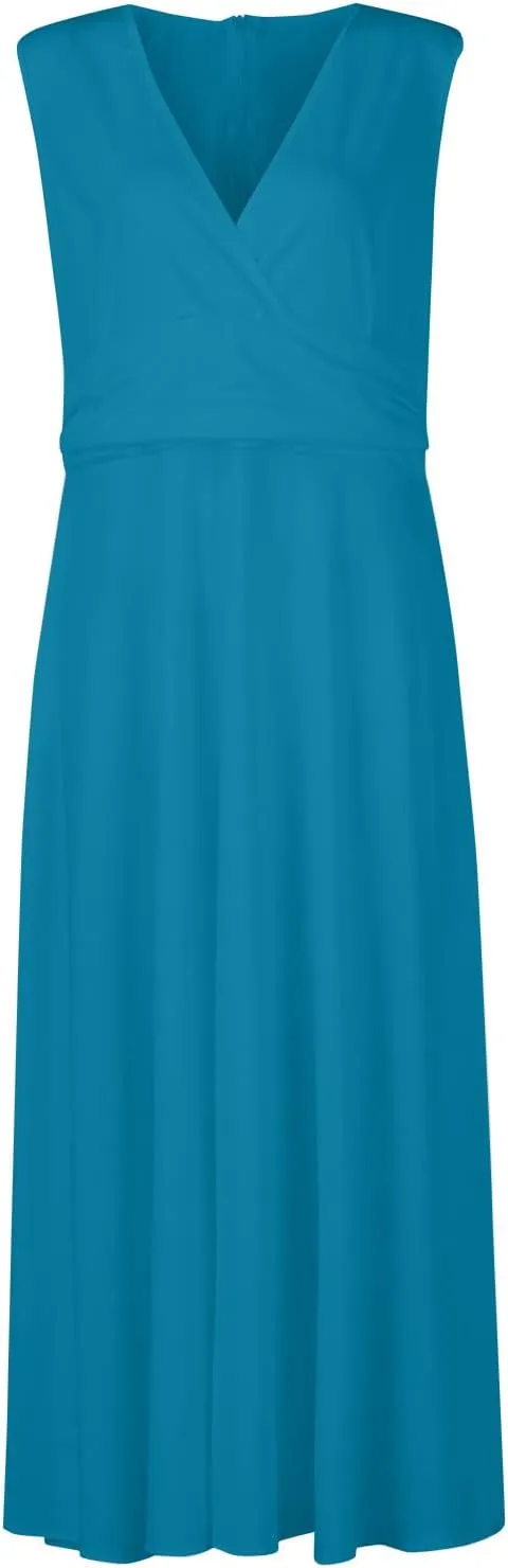 Womens Dresses Sleeveless Floral Print Maxi Dress Flowy Ruched Wrap V Neck Beach Dresses Trendy Sundress