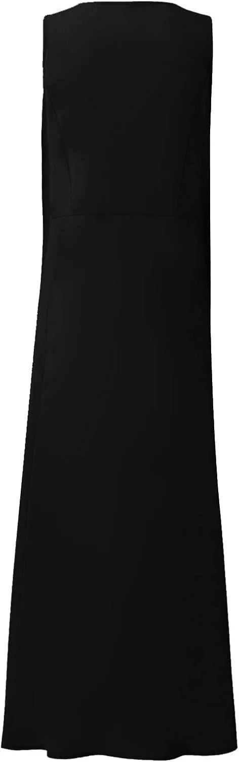 Womens Floral Maxi Dresses Plus Size Sleeveless Linen Boho Dress Long Flowy Sun Dress Summer Cotton Linen Tank Dress