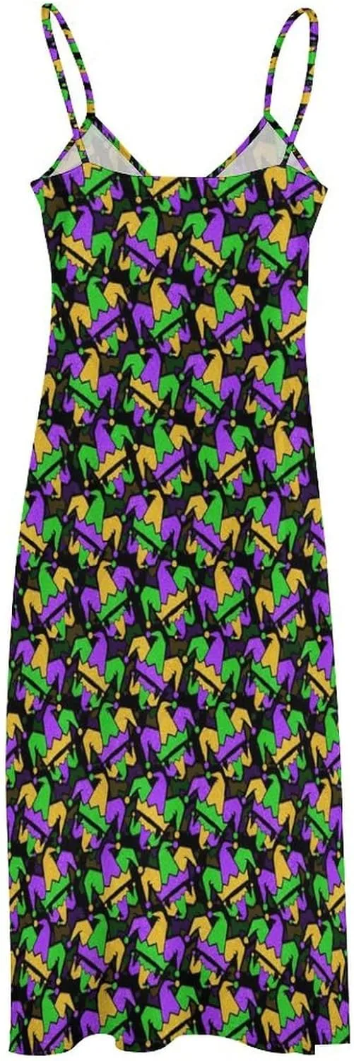Women's Maxi Dress Duck Summer Sun Dresses Casual Loose Long Dress V Neck Sleeveless Beach Dresses