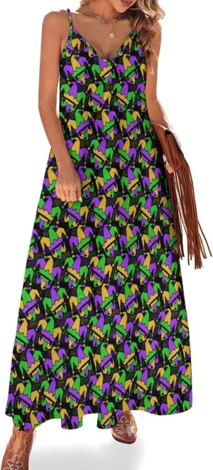 Women's Maxi Dress Duck Summer Sun Dresses Casual Loose Long Dress V Neck Sleeveless Beach Dresses