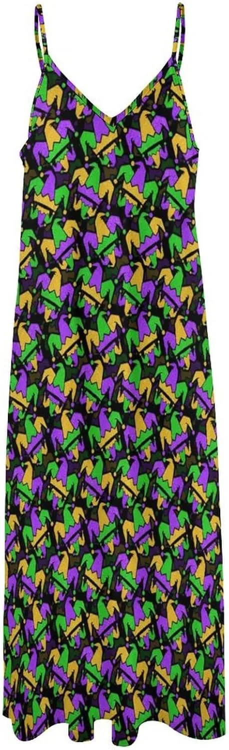 Women's Maxi Dress Duck Summer Sun Dresses Casual Loose Long Dress V Neck Sleeveless Beach Dresses