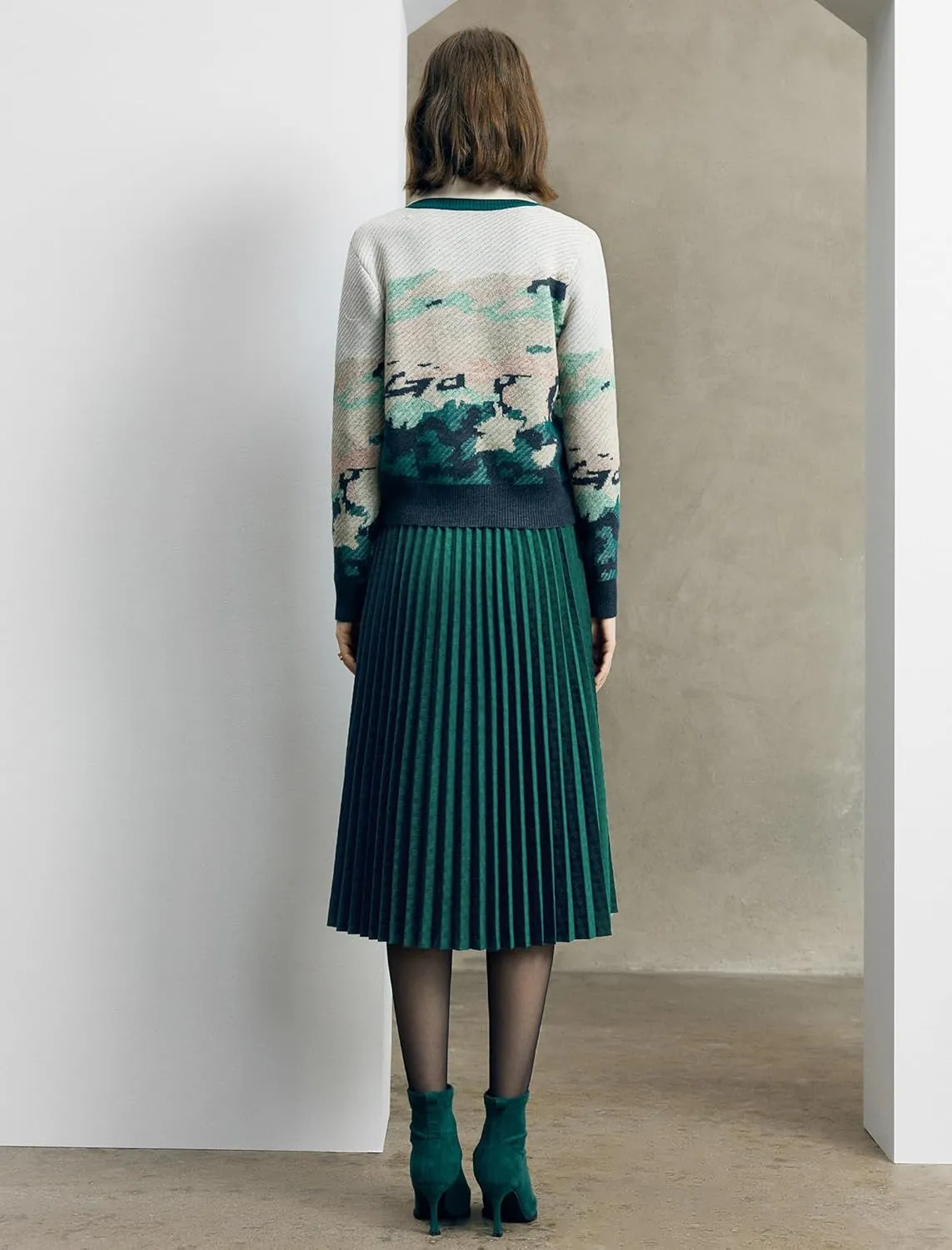Women's Midi Waisted Pleated Long Skirts for Women Skirt Below Knee Vintage