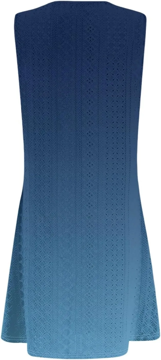 Womens Sleeveless Crew Neck Tank Dresses Casual Vacation Sundress 2025 Spring Summer Floral Hawaiian Beach Dress