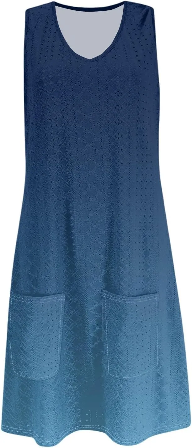 Womens Sleeveless Crew Neck Tank Dresses Casual Vacation Sundress 2025 Spring Summer Floral Hawaiian Beach Dress