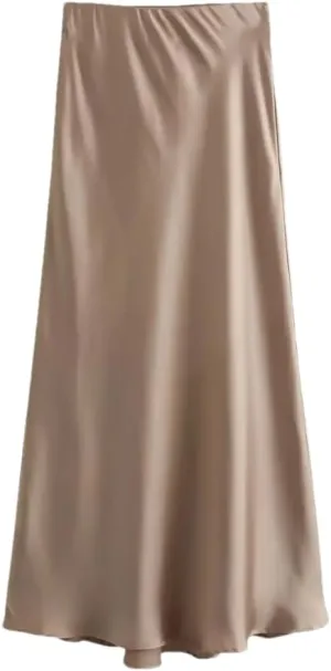 Women's Solid Color Pleated Retro Mid-Waist Midi Skirt