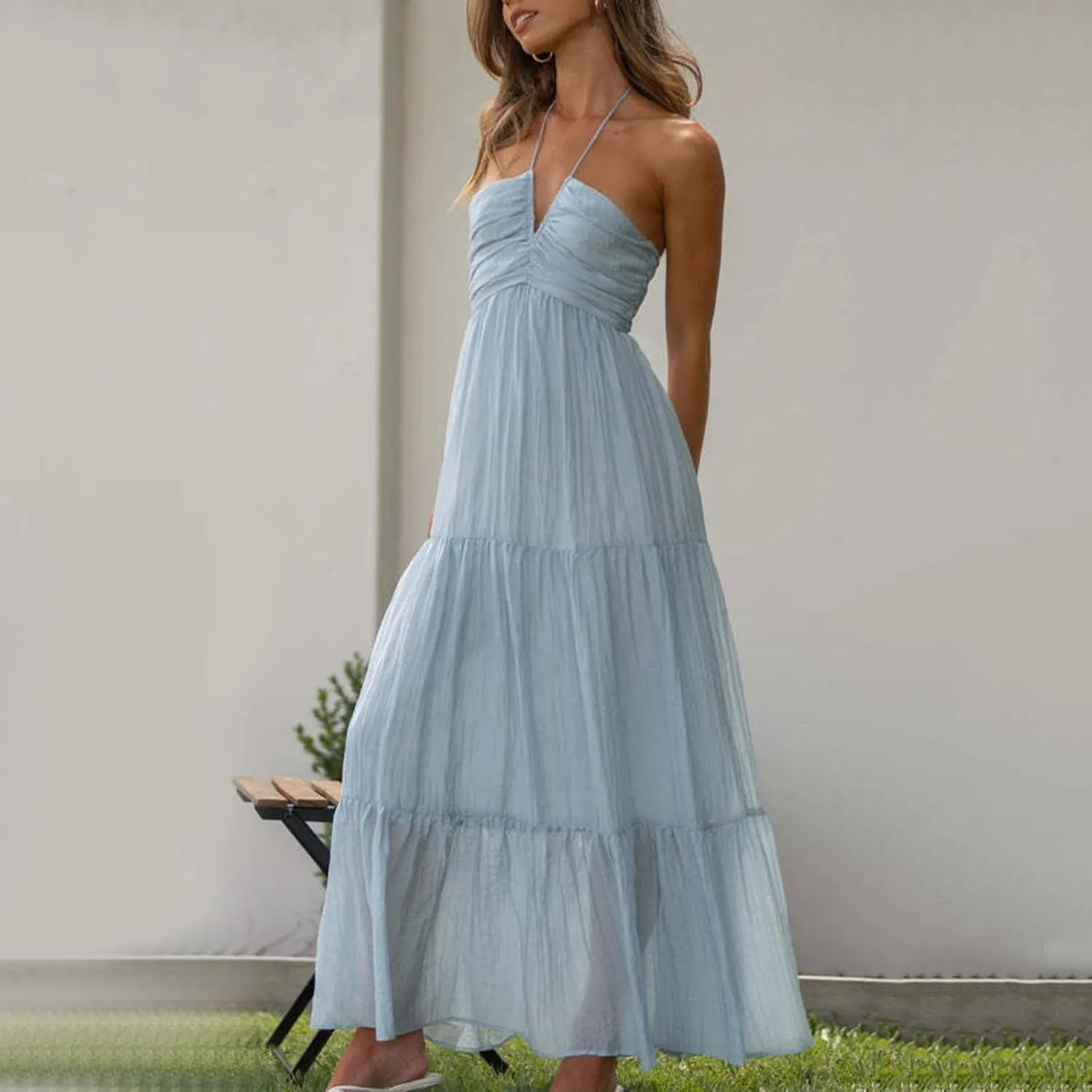 Womens Spaghetti Strap Summer Maxi Dress 2025 Square Neck Casual Printed Dress Boho Floral Beach Sundress