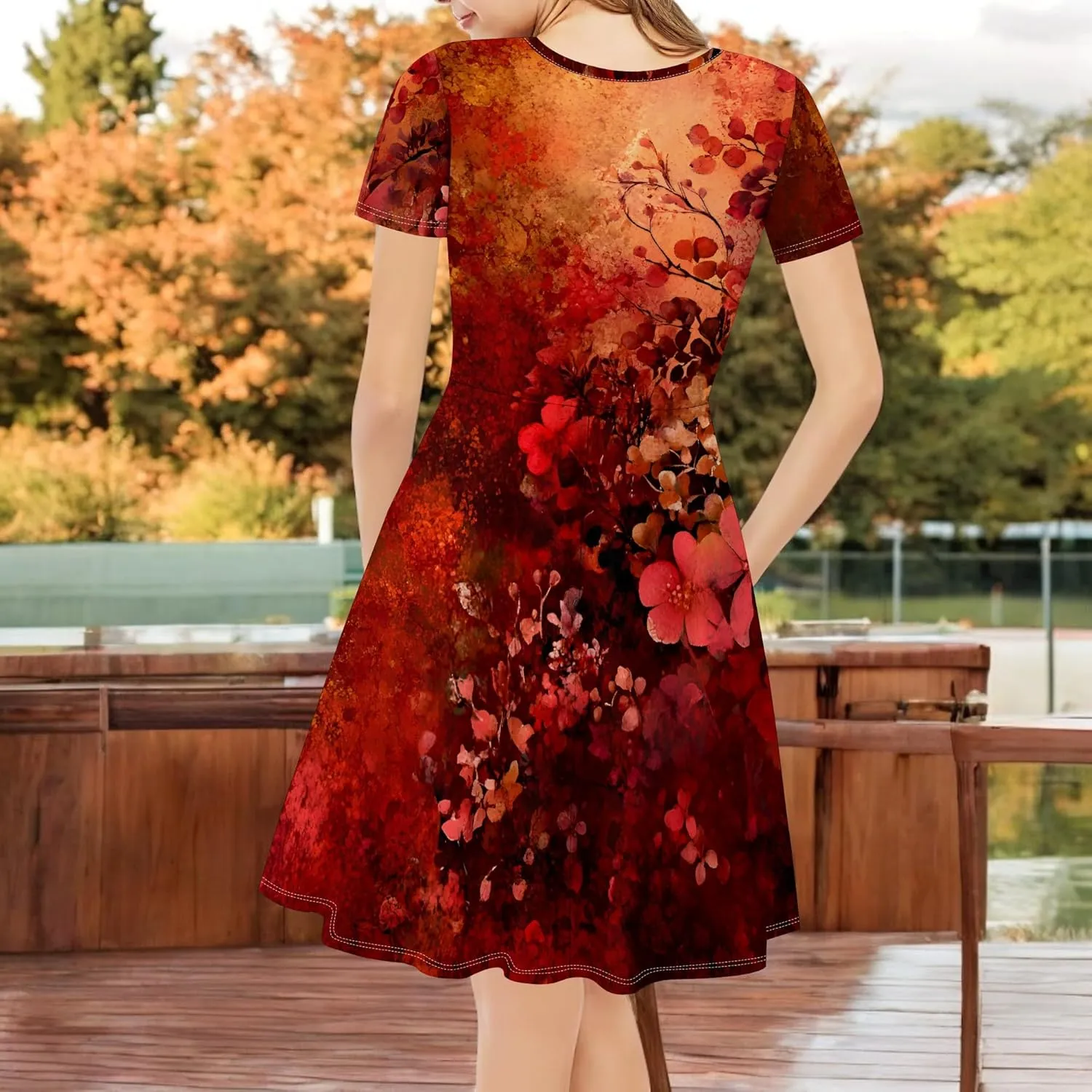 Women's Summer Dress Casual Swing Ombre Floral Dress Ruffle Short Sleeve Tank Dress Beach Mini A-Line Skirt 2025