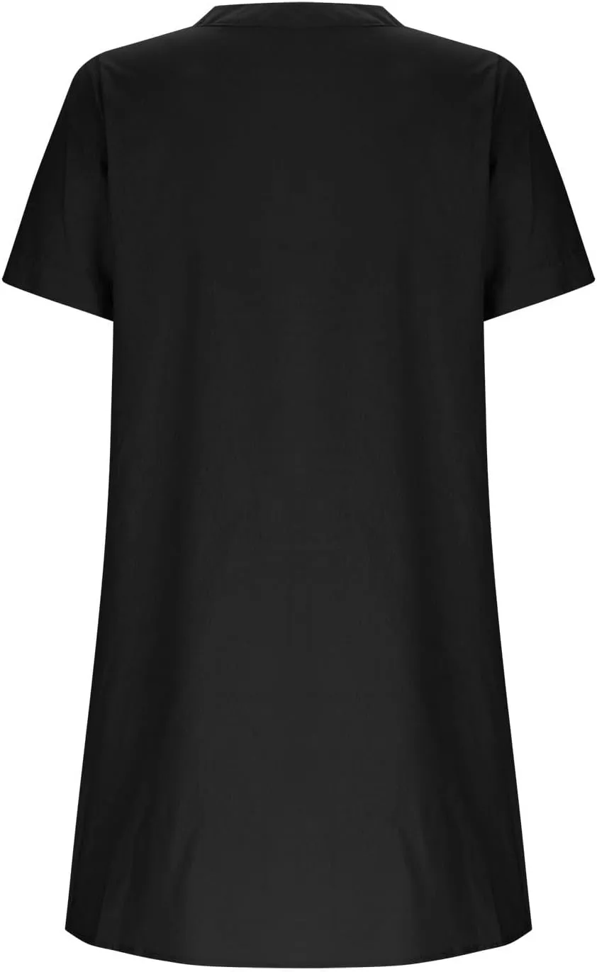 Women's Summer Short Dresses Trendy Button Down Plus Size V Neck Boho Sundress Spring Mini Dress 2025