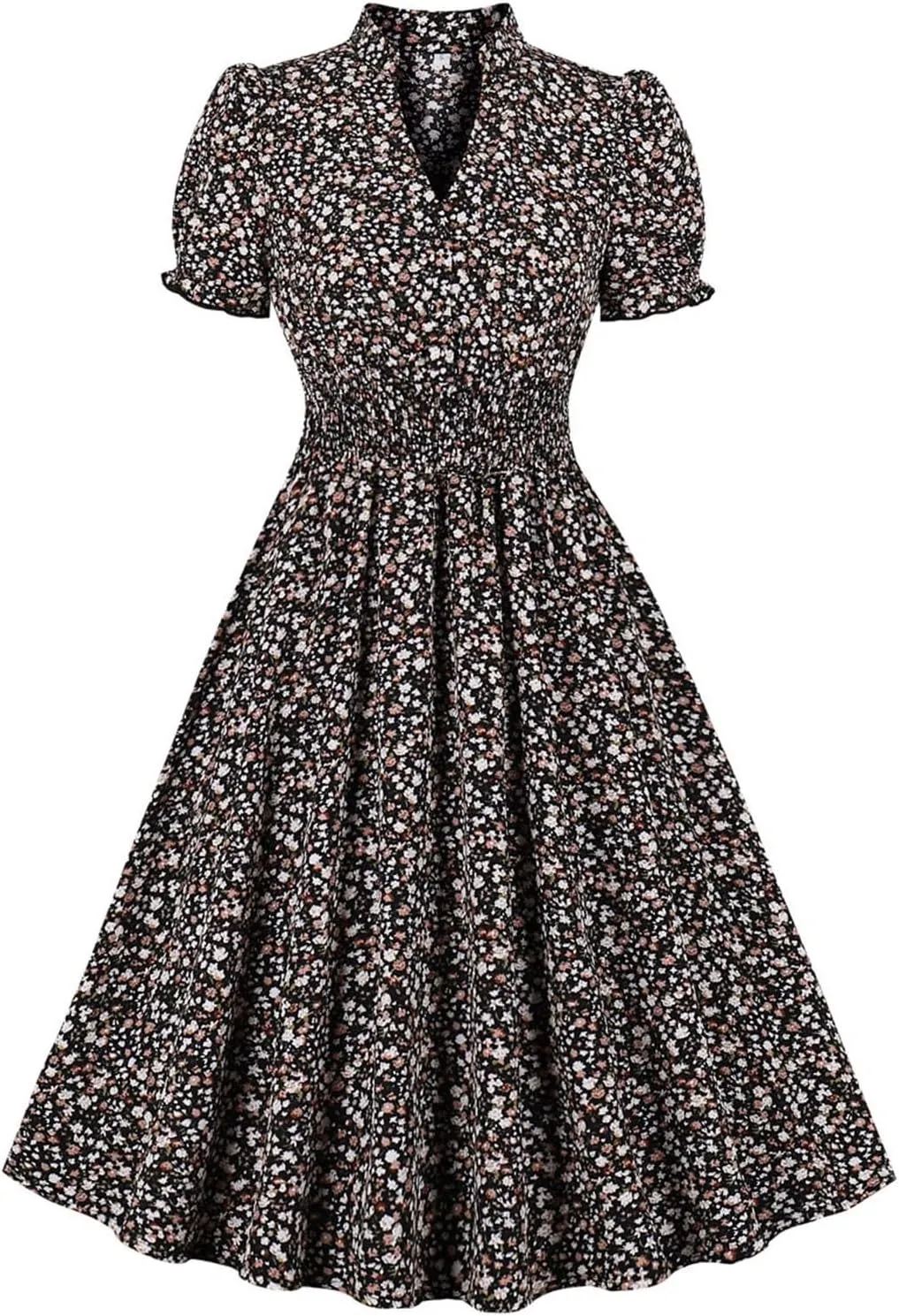 Women's V-Neckline Stretchy Casual Midi Plus Size Bridesmaid Dress Vintage 1950s Retro Rockabilly Prom Dresses