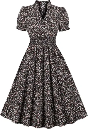 Women's V-Neckline Stretchy Casual Midi Plus Size Bridesmaid Dress Vintage 1950s Retro Rockabilly Prom Dresses