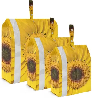 Yellow Sunflower Packing Cubes Set of 3, Lightweight Travel Luggage Organizers Foldable Bags for Easy Packing and Organization