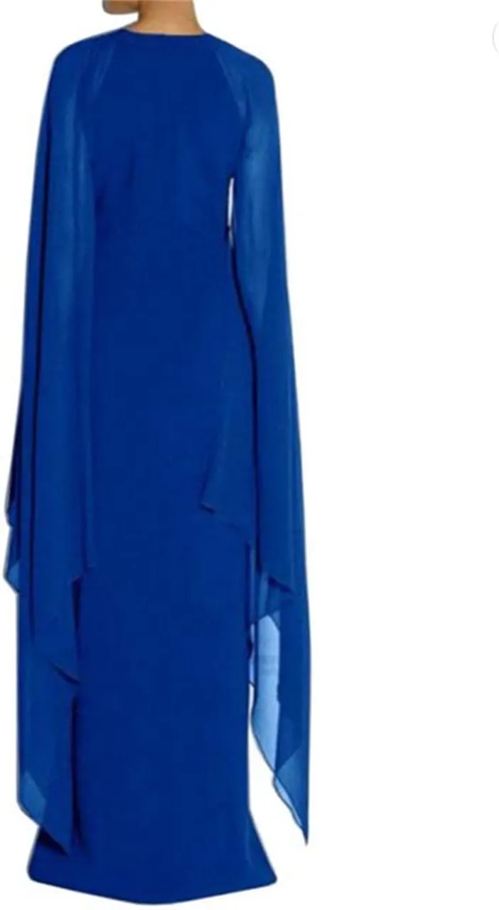 ZHengquan Women's High Split Chiffon Formal Evening Gowns Flare Sleeve Cocktail Party Dresses